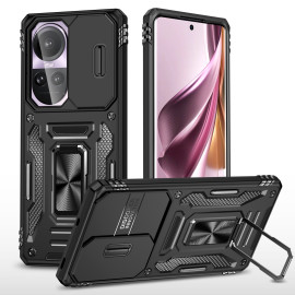 Vaku ® Oppo Reno10 5G Aegis Armor Slide Camera Protection Magnetic Ring Holder Kickstand Back Cover