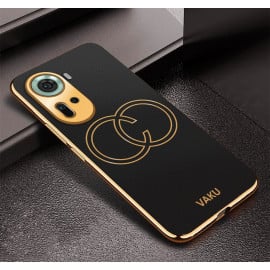 Vaku ® Oppo Reno11 5G Skylar Leather Pattern Gold Electroplated Soft TPU Back Cover