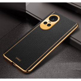 Vaku ® Oppo Reno10 5G Luxemberg Leather Pattern Gold Electroplated Soft TPU Back Cover