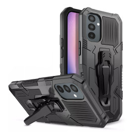 Vaku ® Samsung Galaxy A24 4G Vanguard Military Grade Armor Case with Metal Belt Clip Kickstand Back Cover