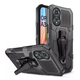Vaku ® Oppo A38 Vanguard Military Grade Armor Case with Metal Belt Clip Kickstand Back Cover