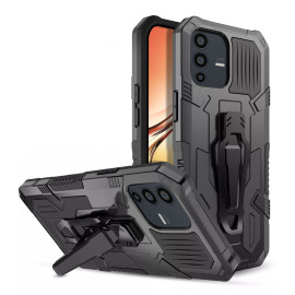 Vaku ® Vivo V23 5G Vanguard Military Grade Armor Case with Metal Belt Clip Kickstand Back Cover