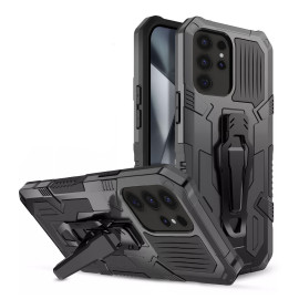 Vaku ® Samsung Galaxy S24 Ultra Vanguard Military Grade Armor Case with Metal Belt Clip Kickstand Back Cover