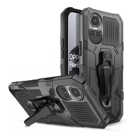 Vaku ® Oppo Reno10 Pro 5G Vanguard Military Grade Armor Case with Metal Belt Clip Kickstand Back Cover