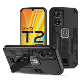 Vaku ® Vivo T2 5G Valor Military Grade Armor Case with Built-in Kickstand Shockproof Back Cover