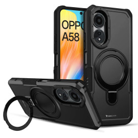 Vaku ® Oppo A58 Astor Military Grade Armor Protective Case with Ring Bracket Kickstand Back cover