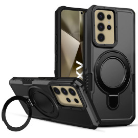 Vaku ® Samsung Galaxy S24 Ultra Astor Military Grade Armor Protective Case with Ring Bracket Kickstand Back cover