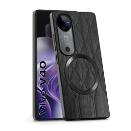 Vaku ® Vivo V40 5G Diamond Plume Pattern Magnetic Magsafe Matte Soft-Touch Texture Back Cover