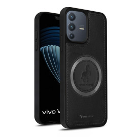 Vaku ® Vivo V23 5G Astrid Luxury PU Leather Electroplated Magnetic Magsafe Shockproof Bumper Protective Back Cover