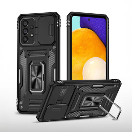 Vaku ® Samsung Galaxy A73 5G Aegis Armor Slide Camera Protection Magnetic Ring Holder Kickstand Back Cover