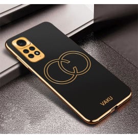 Vaku ® Xiaomi Redmi Note 11s Skylar Leather Pattern Gold Electroplated Soft TPU Back Cover
