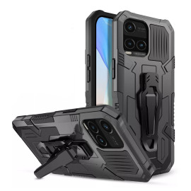 Vaku ® Vivo Y33T Vanguard Military Grade Armor Case with Metal Belt Clip Kickstand Back Cover