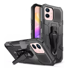 Vaku ® Vivo Y33s 5G Vanguard Military Grade Armor Case with Metal Belt Clip Kickstand Back Cover