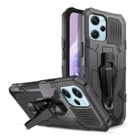 Vaku ® Xiaomi Redmi Note 12 Pro Vanguard Military Grade Armor Case with Metal Belt Clip Kickstand Back Cover