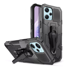 Vaku ® Xiaomi Redmi Note 12 Pro Plus 5G Vanguard Military Grade Armor Case with Metal Belt Clip Kickstand Back Cover