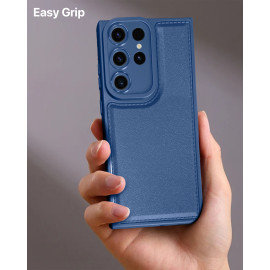Vaku ® Samsung Galaxy S23 Ultra PU Leather Texture Soft Non-Slip Grip TPU Shockproof Phone Case Back Cover