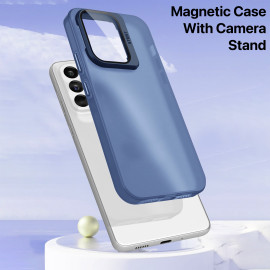 Vaku ® Samsung Galaxy A53 5G Rime Frosted Translucent Camera Protector Case with Built-in Stash Stand Back Cover
