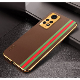 Vaku ® Xiaomi Redmi Note 11 Pro Plus Felix Line Leather Pattern Gold Electroplated Soft TPU Back Cover Case