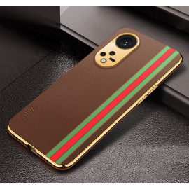 Vaku ® Oppo Reno8T 5G Felix Line Leather Stitched Gold Electroplated Soft TPU Back Cover Case