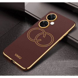 Vaku ® OnePlus Nord CE 3 Lite 5G Skylar Series Leather Stitched Gold Electroplated Soft TPU Back Cover