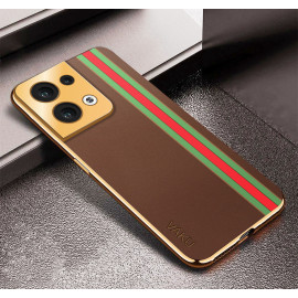 Vaku ® Oppo Reno8 5G Felix Line Leather Stitched Gold Electroplated Soft TPU Back Cover Case