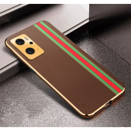 Vaku ® Oppo K10 4G Felix Line Leather Stitched Gold Electroplated Soft TPU Back Cover Case