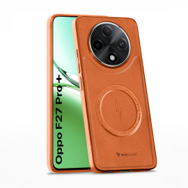 Vaku ® Oppo F27 Pro Plus 5G Maxtron Leather Stitched Magnetic Magsafe Non-Slip Grip Shockproof Back Cover