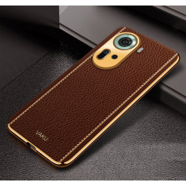 Vaku ® Oppo Reno11 5G Luxemberg Leather Pattern Gold Electroplated Soft TPU Back Cover