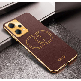 Vaku ® Xiaomi Redmi Note 12 Pro Skylar Leather Pattern Gold Electroplated Soft TPU Back Cover