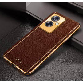 Vaku ® Oppo A79 5G Luxemberg Leather Pattern Gold Electroplated Soft TPU Back Cover