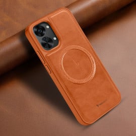 Vaku ® Oneplus Nord 2T Maxtron Leather Stitched Magnetic Magsafe Non-Slip Grip Shockproof Back Cover