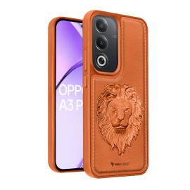 Vaku ®  Oppo A3 Pro 5G Lion Embossed Luxury Designer Leather Protective Back Cover Case