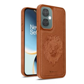 Vaku ® OnePlus Nord CE 3 Lite Lion Embossed Luxury Designer Leather Protective Back Cover