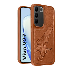 Vaku ® Vivo V27 5G Eagle Embossed Luxury Designer Leather Protective Back Cover