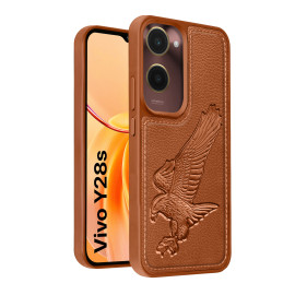Vaku ® Vivo Y28s 5G Eagle Embossed Luxury Designer Leather Protective Back Cover