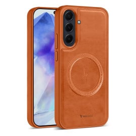 Vaku ® Samsung Galaxy A35 5G Maxtron Leather Stitched Magnetic Magsafe Non-Slip Grip Shockproof Back Cover