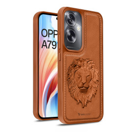 Vaku ® Oppo A79 5G Lion Embossed Luxury Designer Leather Protective Back Cover Case