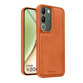 Vaku ® Vivo Y200 5G Luxe Premium Leather Stitched Non-Slip Grip Protective Back Cover
