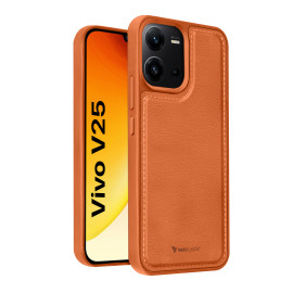 Vaku ® Vivo V25 5G Luxe Premium Leather Stitched Non-Slip Grip Protective Back Cover