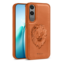 Vaku ® OnePlus Nord CE4 Lite 5G Lion Embossed Luxury Designer Leather Protective Back Cover