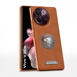 Vaku ® Vivo V30e 5G Regal Shield Metal Lion Engraved Leather Protective Back Cover