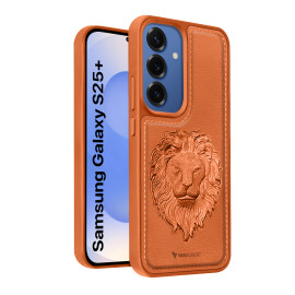Vaku ® Samsung Galaxy S25 Plus Lion Embossed Luxury Designer Leather Protective Back Cover