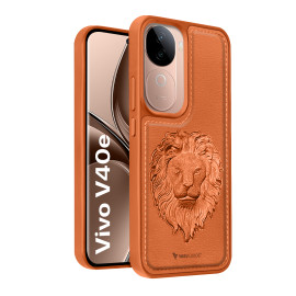 Vaku ® Vivo V40e 5G Lion Embossed Luxury Designer Leather Protective Back Cover