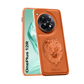 Vaku ® OnePlus 12R Lion Embossed Luxury Designer Leather Protective Back Cover