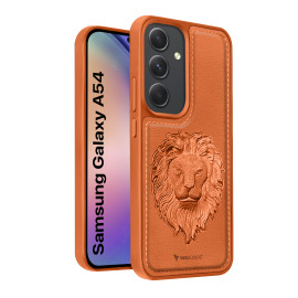 Vaku ® Samsung Galaxy A54 5G Lion Embossed Luxury Designer Leather Protective Back Cover