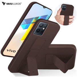 Vaku ® Vivo T1 5G Harbor Grip Multi-Functional Magnetic Vertical & Horizontal Stand Case TPU Back Cover