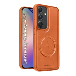 Vaku ® Samsung Galaxy A54 5G Maxtron Leather Stitched Magnetic Magsafe Non-Slip Grip Shockproof Back Cover