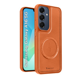 Vaku ® Samsung Galaxy A16 5G Maxtron Leather Stitched Magnetic Magsafe Non-Slip Grip Shockproof Back Cover