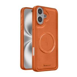 Vaku ® Apple iPhone 16 Maxtron Leather Stitched Magnetic Magsafe Non-Slip Grip Shockproof Back Cover