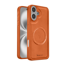 Vaku ® Apple iPhone 16 Plus Maxtron Leather Stitched Magnetic Magsafe Non-Slip Grip Shockproof Back Cover